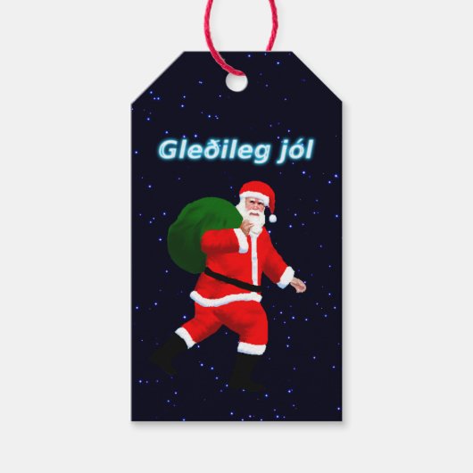 Gleðileg Jól - Santa Claus Cadeaulabel (Voorkant)