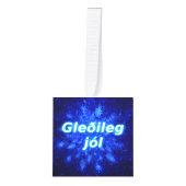 Gleðileg jól - Snowburst Kubus Ornament (Voorkant)