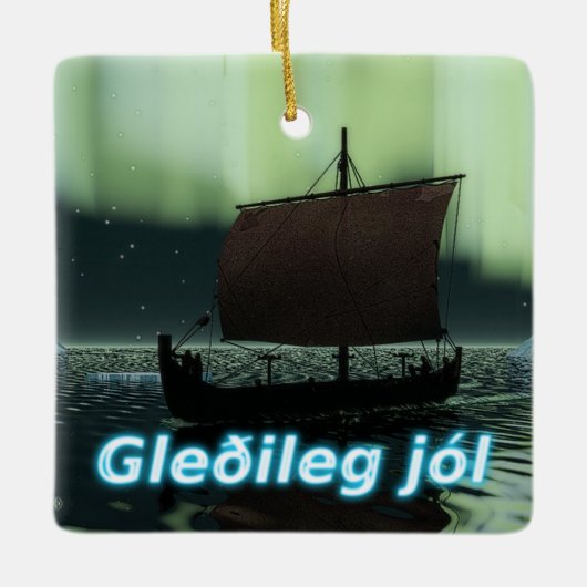 Gleðileg Jól - Viking Ship Keramisch Ornament (Voorkant)