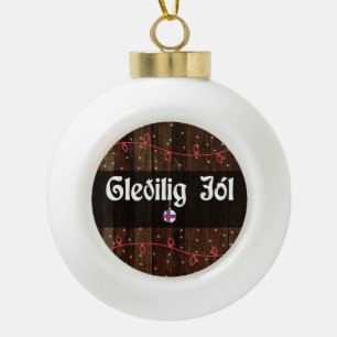 Gleðilig jól Faeröers Vrolijk kerstfeest, rustieke Keramische Bal Ornament