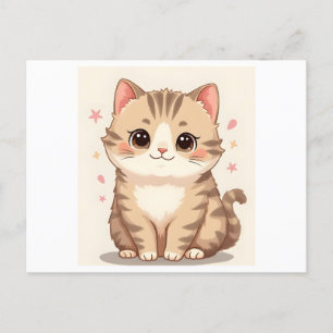 Gleeful Cat: Sweet Kawaii Kitten Art voor elke kam Briefkaart