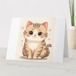 Gleeful Cat: Sweet Kawaii Kitten Art voor elke kam Kaart