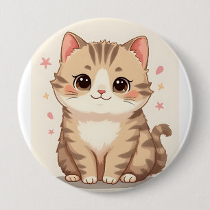 Gleeful Cat: Sweet Kawaii Kitten Art voor elke kam Ronde Button 4,0 Cm