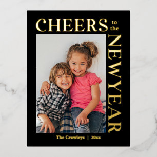 Gleeful Lijst FOLIE bewerkbare kleur Nieuwjaar kaa Feestdagen Briefkaart