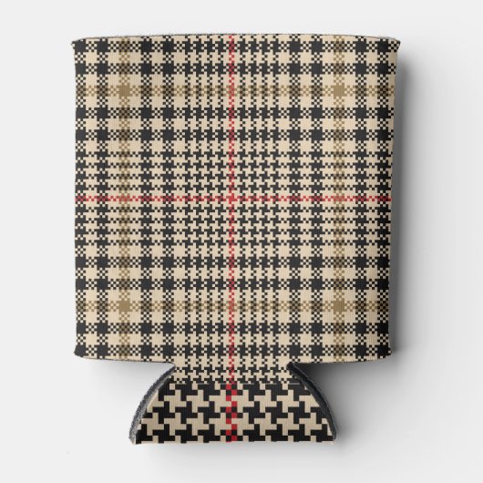 Glen Check Plaid Pixel Art Blikjeskoeler (Voorkant)