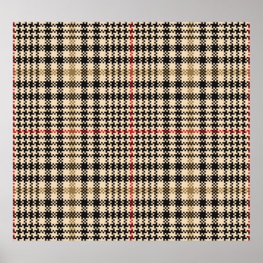 Glen Check Plaid Pixel Art Poster (Voorkant)