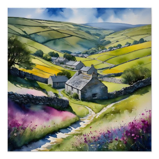 "Glen Garlands" Landschap Yorkshire Dales Scène Perfect Poster (Voorkant)