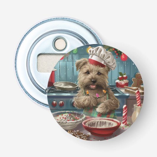Glen of Imaal Terrier Holiday Baking: Feestelijk Button Flesopener (Voorkant)