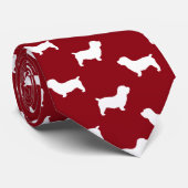 Glen of Imal Terrier Dog Silhouettes Pattern Red Stropdas (Opgerold)