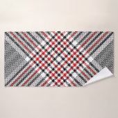 Glen plaid motif. Noir, rouge, blanc goudron trans (Serviette de bain)