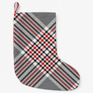 Glen plaid patroon. Zwart, rood, wit, naadloos tee Kleine Kerstsok