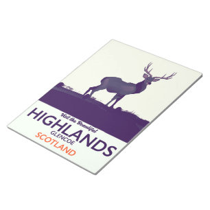 Glencoe, Scottish Highlands vakantie print. Notitieblok