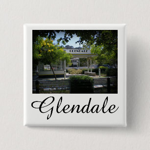 Glendale, California Adams Square Gas Station Vierkante Button 5,1 Cm