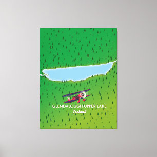 Glendalough Upper Lake Ierland kaart Canvas Afdruk