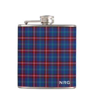 Glenn Tartan Monogram Bright Blue en Red Plaid Heupfles