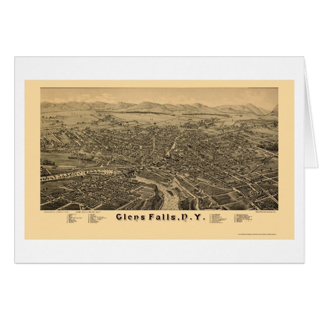 Glens Herfsten, NY Panoramic Map - 1884 (Voorkant Horizontaal)