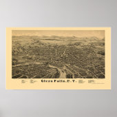 Glens Herfsten, NY Panoramic Map - 1884 Poster (Voorkant)