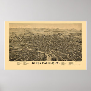 Glens Herfsten, NY Panoramic Map - 1884 Poster