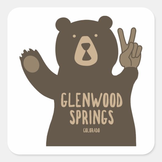 Glenwood Springs Colorado Peace Bear Vierkante Sticker (Voorkant)