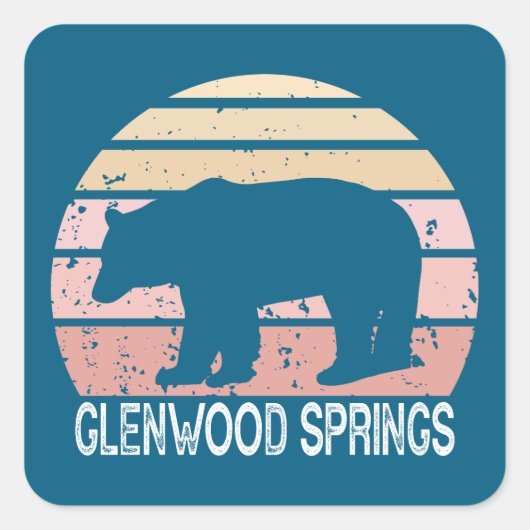 Glenwood Springs Colorado Retro Bear Vierkante Sticker (Voorkant)