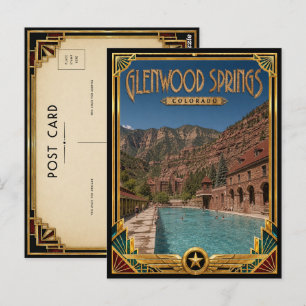 Glenwood Springs Colorado Vintage Art Deco Gouden Briefkaart