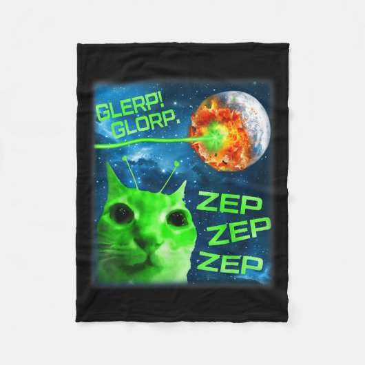 Glerp Glorp Funny Alien Cat Brainrot Meme  Fleece Deken (Voorkant)