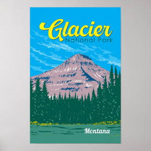 Gletsjer Nationaal Park Illustratie Reis Vintage Poster