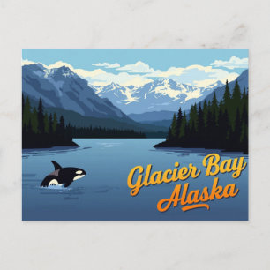 Gletsjerbaai Alaska Walvis Retro Kunst Briefkaart