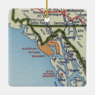 Gletsjerbaai vintage kaart keramisch ornament