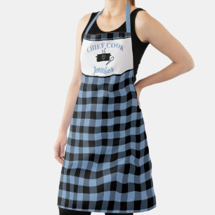 Gletsjerblauw en zwart Cook Buffalo Plaid Pattern Schort