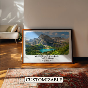 Gletsjernationaal Park Montana Poster, Aquarel Poster