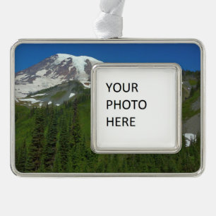 Gletsjersmelt op Mount Rainier Verzilverd Kader Ornament