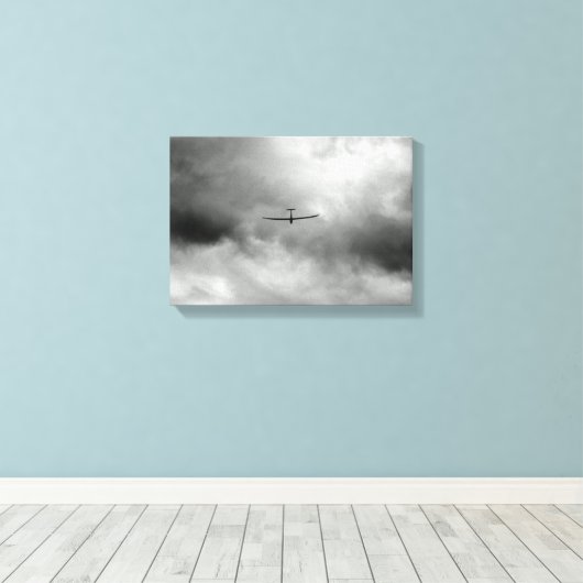 Glider vliegt in de grijze hemel canvas afdruk (Insitu (Houten vloer))