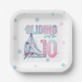 "Gliding into" 10e verjaardag schaatsfeest Papieren Bordje (Voorkant)