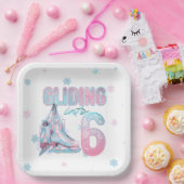 "Gliding into" 6e verjaardag schaatsen partij Papieren Bordje (Feest)