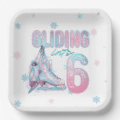 "Gliding into" 6e verjaardag schaatsen partij Papieren Bordje (Voorkant)