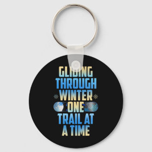 Glijden door de winter een spoor per keer sleutelhanger