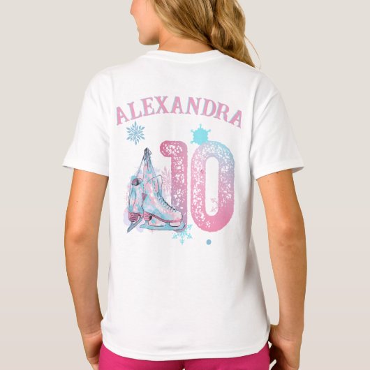 Glijden in 10, kunstschaatsen verjaardag t-shirt (Achterkant)