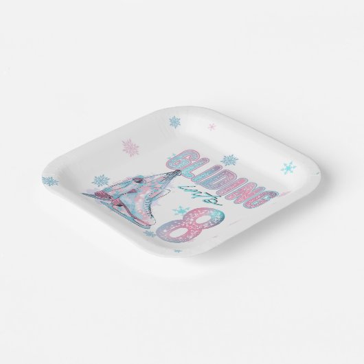 "Glijden in" 8e verjaardag schaatsen partij Papieren Bordje (Gebogen)