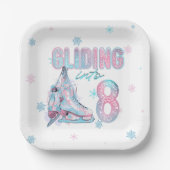 "Glijden in" 8e verjaardag schaatsen partij Papieren Bordje (Voorkant)