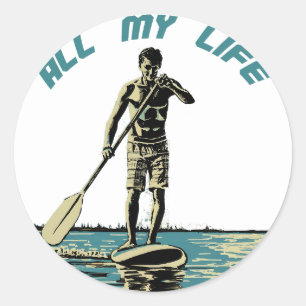 Glijden, rijden en surven op sup paddle board ronde sticker