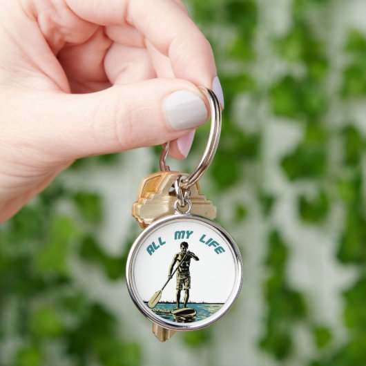 Glijden, rijden en surven op sup paddle board sleutelhanger (Hand)