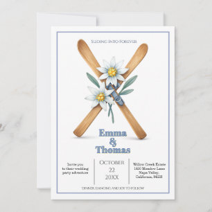 Glijdend in Forever Ski Edelweiss Flower Wedding Kaart