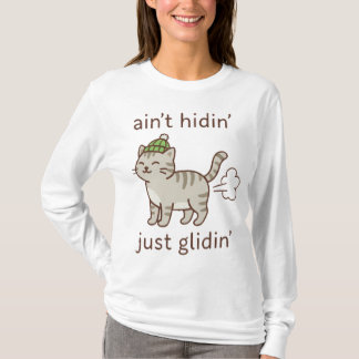 Glijdende kat in een gezellige muts t-shirt