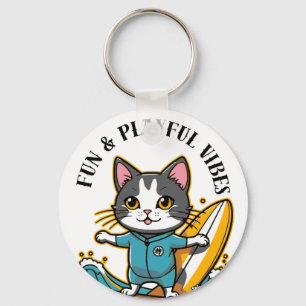 Glijdende Kat Pret & Speelse Stemming Sleutelhanger
