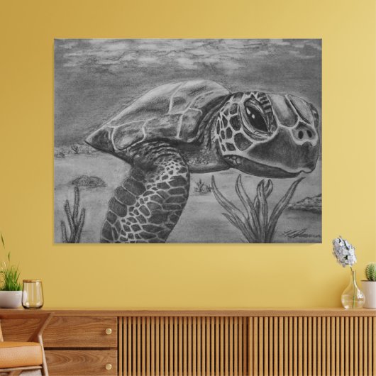 Glijdende Zee Turtle Canvas Afdruk (Insitu (Woonkamer))