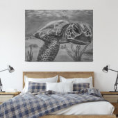 Glijdende Zee Turtle Canvas Afdruk (Insitu (Slaapkamer))