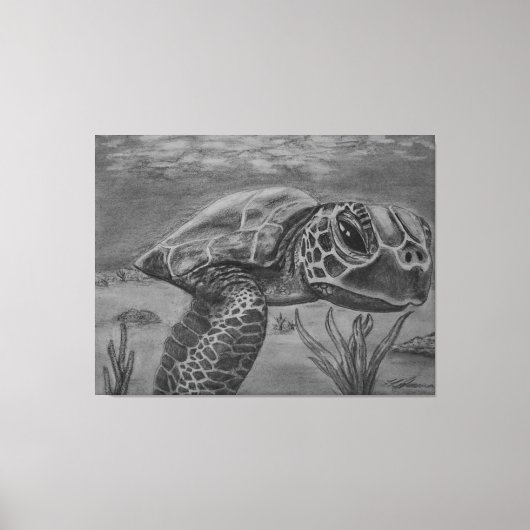 Glijdende Zee Turtle Canvas Afdruk (Voorkant)