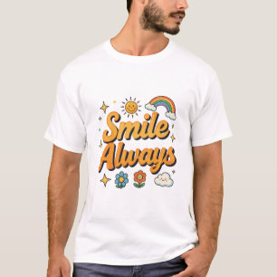 Glimlach Altijd Retro Regenboog Ontwerp T-shirt