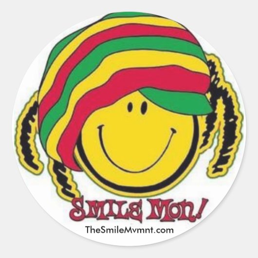 Glimlach beweging Rasta gezicht Ronde Sticker (Voorkant)